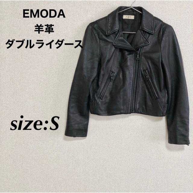 EMODA エモダ 羊革ダブルライダース レザージャケット ブラック 黒 EMODA エモダ 羊革ダブルライダース レザージャケット ブラック 黒