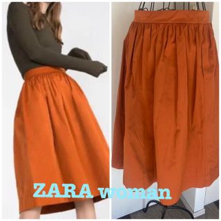 ザラ(ZARA)の週末限定価格　ZARA WOMAN  オレンジ　フレアスカート(ひざ丈スカート)