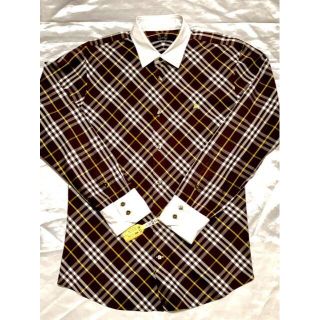 バーバリーブラックレーベル(BURBERRY BLACK LABEL)の◆大き目◆美品◆バーバリーブラックレーベル 斜めチェック 長袖シャツ 茶.黄.白(シャツ)