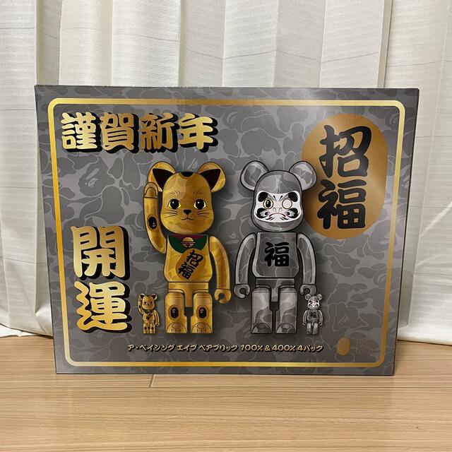 BE@RBRICK BAPE 招き猫 金メッキ＆達磨 銀メッキ100％＆400％