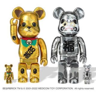 アベイシングエイプ(A BATHING APE)のBE@RBRICK BAPE 招き猫 金メッキ 達磨 銀メッキ 100%400%(その他)