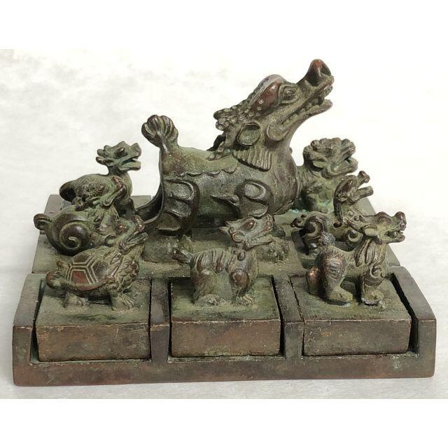 古青銅珍獣鈕印 9点 龍 麒麟 龍亀 睚眦 貔貅 四神獣 古青銅珍獣鈕印 9点 龍 麒麟 龍亀 睚眦 貔貅 四神獣