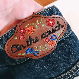 刺繍とパッチワーク デニムパンツ デザインパンツ 猫 鳥 花