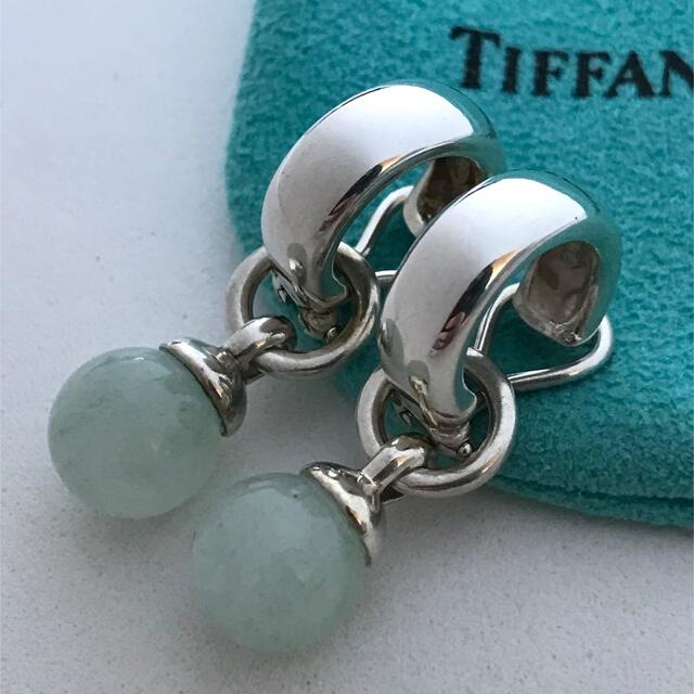 Tiffany グリーンストーンフープイヤリング