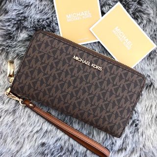 マイケルコース(Michael Kors)の新品☆ MICHAEL KORS ブラウン シグネチャー  長財布 スマホケース(財布)