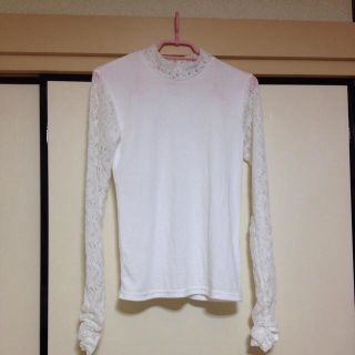 新品 未使用♡流行ハイネックレースシャツ(カットソー(長袖/七分))