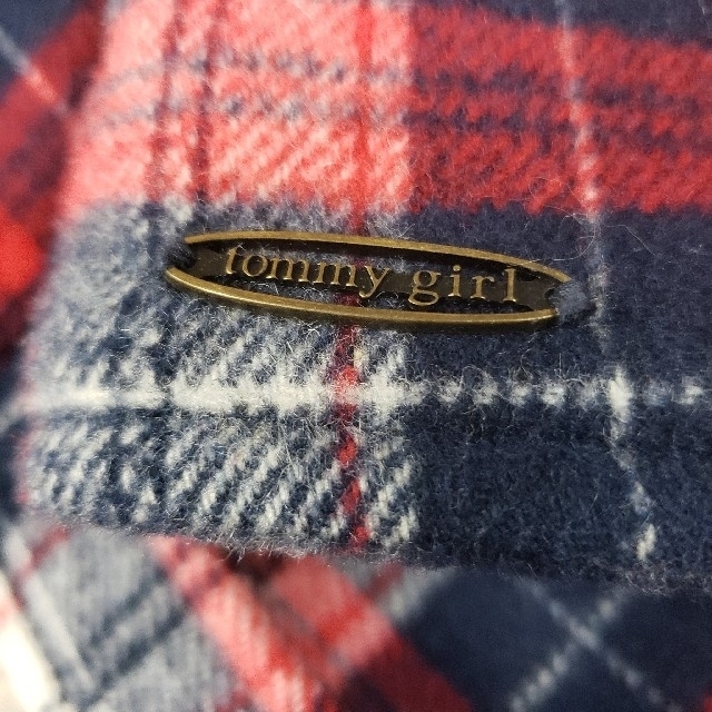tommy girl(トミーガール)のトミーガール　Pコートジャケット　チェック柄ボアファーフード　未使用 レディースのジャケット/アウター(ピーコート)の商品写真