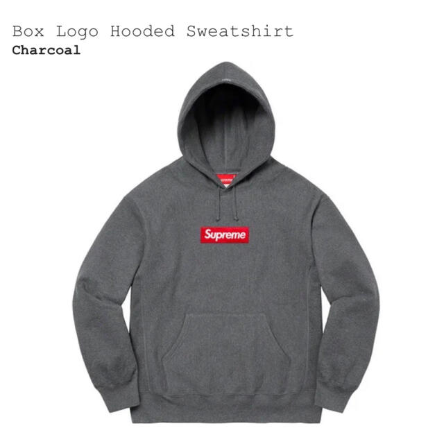 Supreme Box Logo Hooded Charcoal LCharcoalチャコール状態