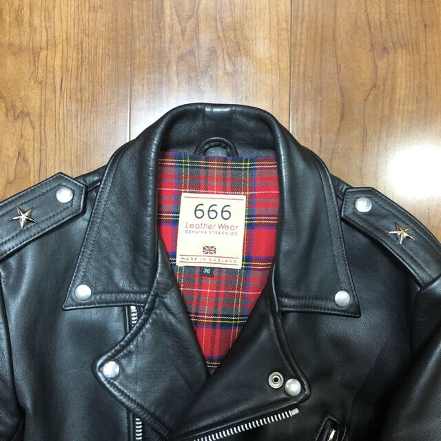 666(シックスシックスシックス)の666 ライダース　トリプルシックス　ワンスター　フロントベルト　36 メンズのジャケット/アウター(ライダースジャケット)の商品写真