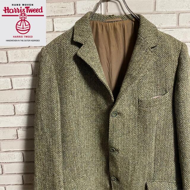 Harris Tweed - 90s 古着 ハリスツイード テーラードジャケット くるみ