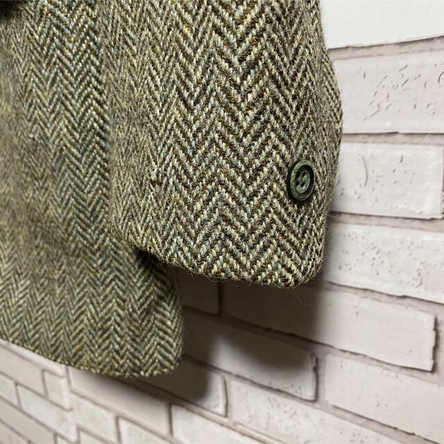 Harris Tweed   s 古着 ハリスツイード テーラードジャケット くるみ