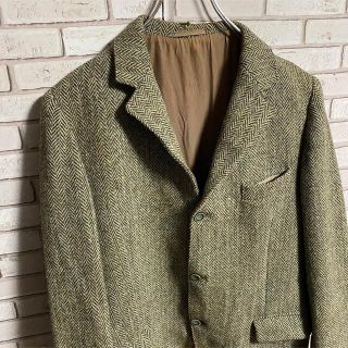 90s 古着 ハリスツイード テーラードジャケット くるみボタン