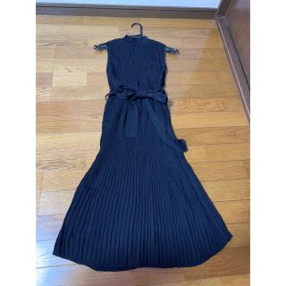 ロイヤルパーティー(ROYAL PARTY)の新品♡ロイヤルパーティー　ハイネック　黒ロングリブニットワンピース(ロングワンピース/マキシワンピース)