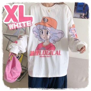 オーバーサイズ  ビッグシルエット　ロンT XL レトロ アニメ　秋冬　韓国(Tシャツ(長袖/七分))