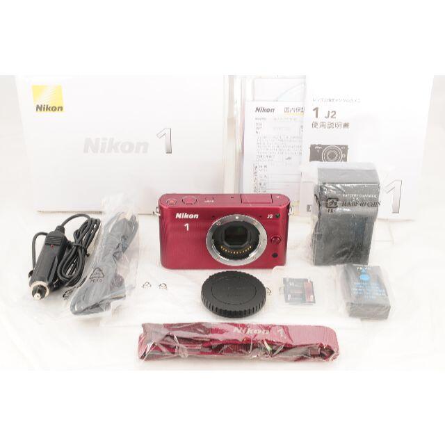 【信頼】 Nikon - 【軽量コンパクト】Nikon1 J2 ニコワン ボディ レッド/赤  S数530 ミラーレス一眼
