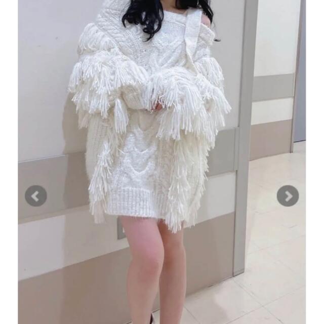 Riu shoulder belt fringe knit ホワイト - ニット/セーター