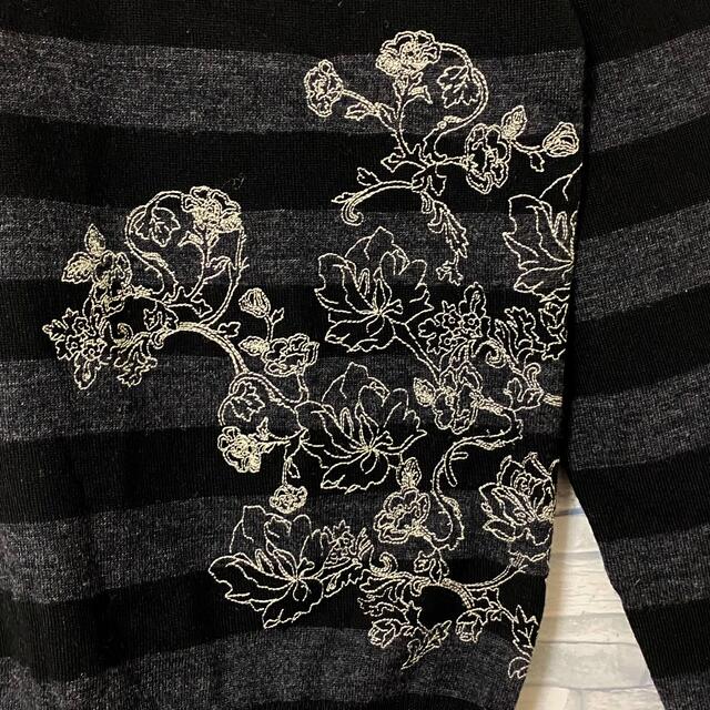 FRED PERRY(フレッドペリー)の【激レア】フレッドペリー　ニット　セーター　刺繍ロゴ　刺繍花ロゴ　ボーダー　M メンズのトップス(ニット/セーター)の商品写真