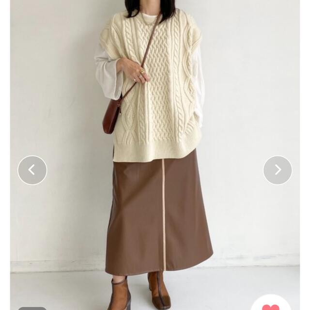 GRL(グレイル)のNEUNA ブラウンパイピング合皮レザースカート レディースのスカート(ロングスカート)の商品写真