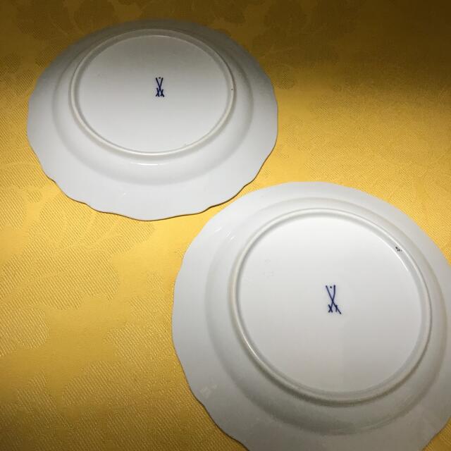 MEISSEN 古マイセン/「フラワーブーケと昆虫 」デザート皿 2枚セット