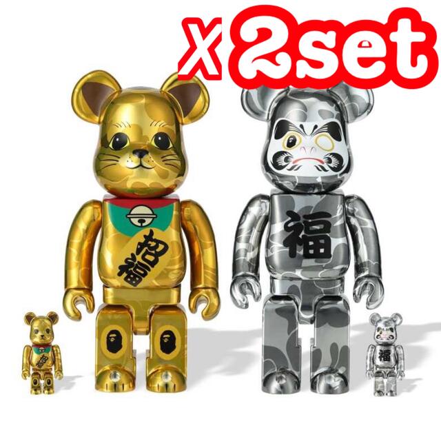 ハンドメイドBE@RBRICK BAPE 招き猫 達磨 400% 4体 2SET