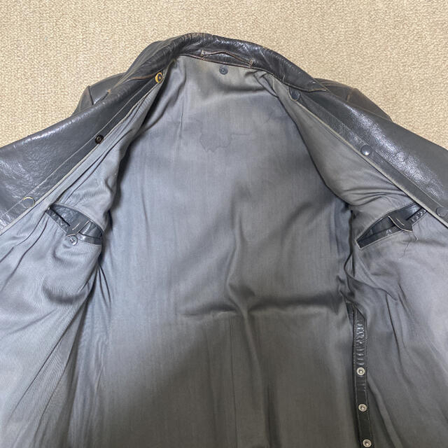 JOHN LAWRENCE SULLIVAN(ジョンローレンスサリバン)のvintage レザー　ロングコート　フレア　軍 メンズのジャケット/アウター(トレンチコート)の商品写真