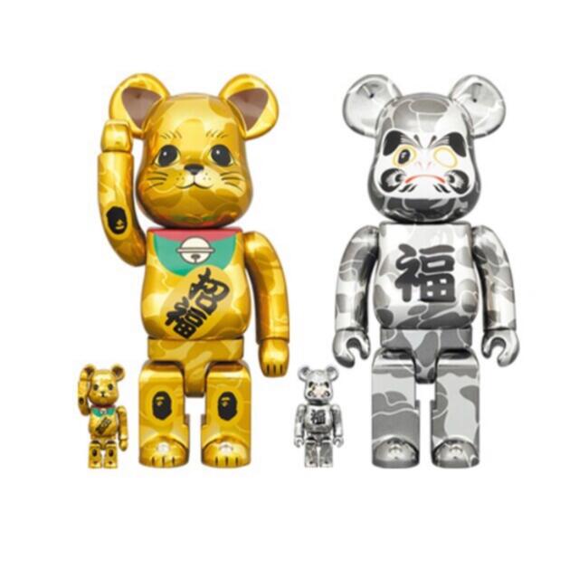 BE@RBRICK BAPE® 招き猫 金メッキ & 達磨 銀メッキ