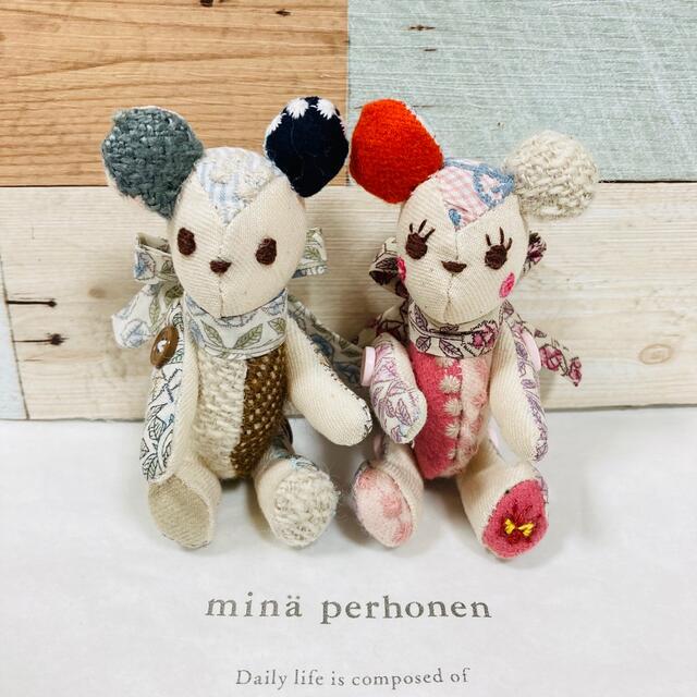 mina perhonen(ミナペルホネン)の【初売り】ミナペルホネン　夫婦テディベア② ハンドメイドのぬいぐるみ/人形(ぬいぐるみ)の商品写真