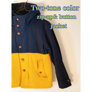 Two-tone color zip-up& button jacket(マウンテンパーカー)
