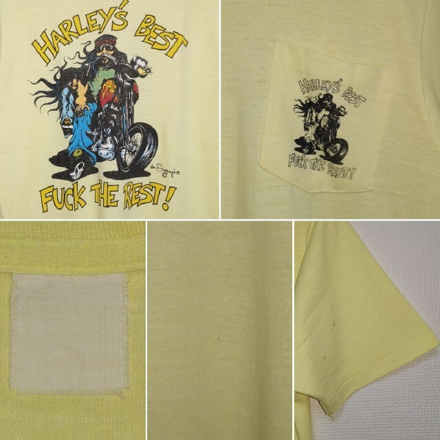 Harley Davidson(ハーレーダビッドソン)のM 80s ハーレー HARLEY DAVIDSON Tシャツ ポケT USA製 メンズのトップス(Tシャツ/カットソー(半袖/袖なし))の商品写真