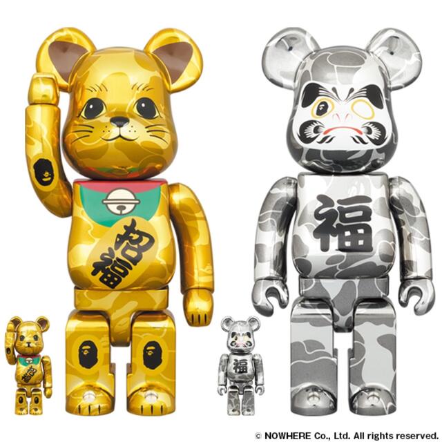 BE@RBRICK BAPE 招き猫 金メッキ & 達磨 銀メッキ