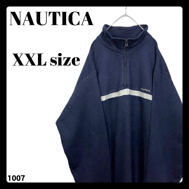 NAUTICA(ノーティカ)のUSA古着 ノーティカ ハーフジップ スウェット トレーナー XXL ネイビー メンズのトップス(スウェット)の商品写真