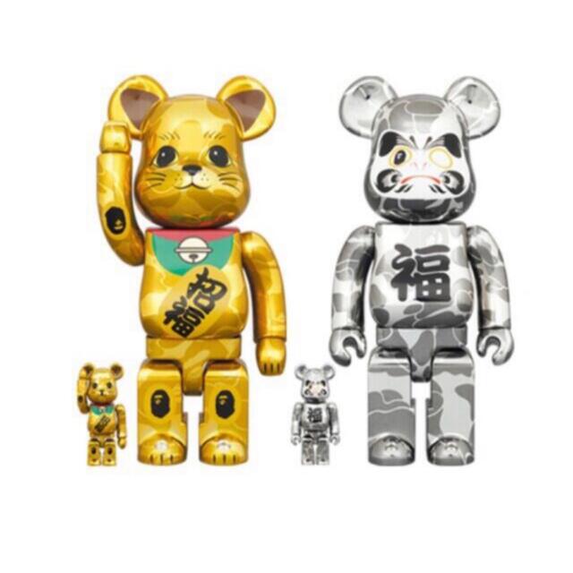 BE@RBRICK BAPE 招き猫 金メッキ 達磨 銀メッキ 100&400%