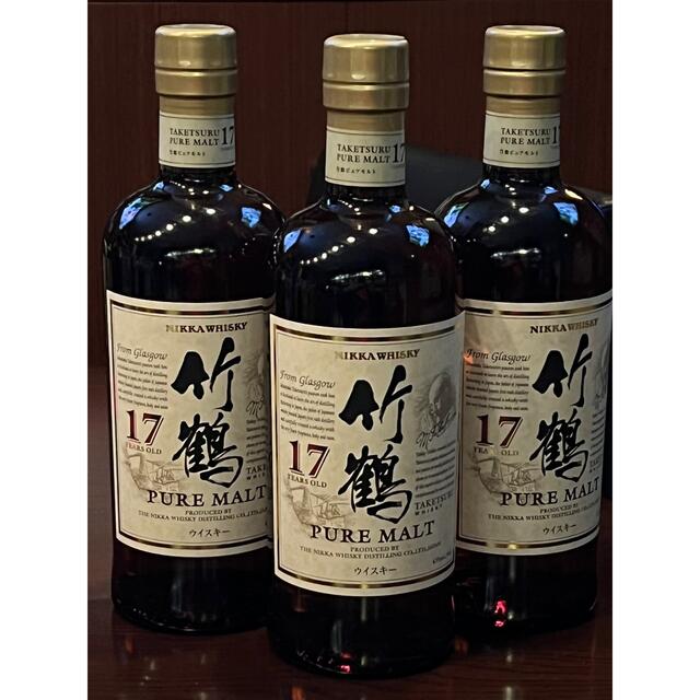 宅配便配送 ニッカウヰスキー - セット。 17年ピュアモルト×3本 竹鶴