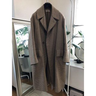 オーラリー　18AW/DOUBLE FACE CHECK LONG COAT