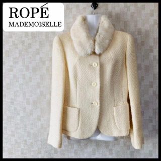 ロペ(ROPE’)の【美品】ロペ ROPE MADEMOISELLE ファージャケット ホワイト S(テーラードジャケット)