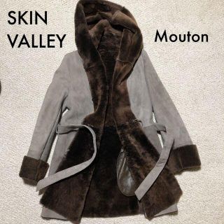 SKIN VALLEY ムートンコート 38/スキンバレー 羊革 仏製 ベルト付