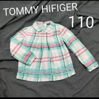 トミーヒルフィガー(TOMMY HILFIGER)のTOMMY HIFIGER  トミヒル グリーンチェックトップス 110cm(ブラウス)