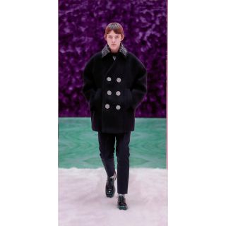 ひし型 希少 PRADA プラダ 上質 ファー 付け襟 ダブル Pコート