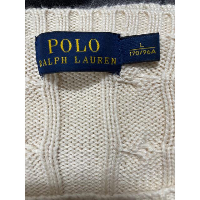 POLO RALPH LAUREN(ポロラルフローレン)のポロ　ラルフローレン ニット セーター　ケーブル　L オフホワイト レディースのトップス(ニット/セーター)の商品写真