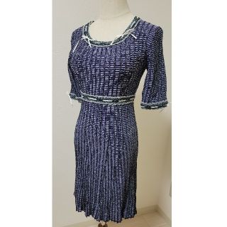 パメオポーズ(PAMEO POSE)のKITTEN GLITTER STRIPE KNIT DRESS 伊勢丹限定色(ひざ丈ワンピース)