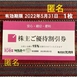 スノーピーク(Snow Peak)のカンセキ優待割引券（有効期限2022/05/31) 1枚(ショッピング)