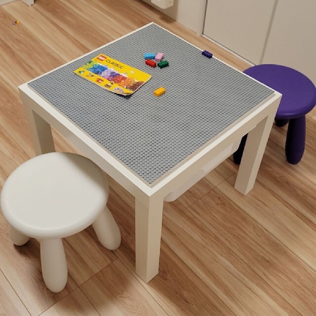 レゴプレイボード＆テーブル＆BOX２つ　レゴ　テーブル キッズ/ベビー/マタニティのおもちゃ(知育玩具)の商品写真