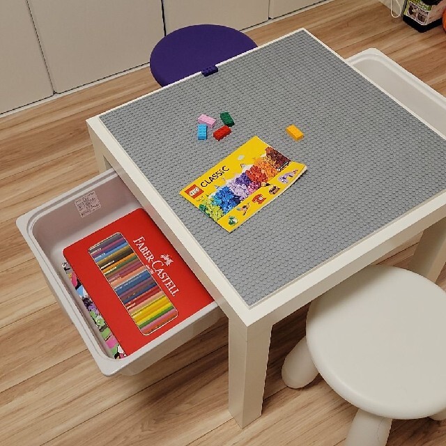 レゴプレイボード＆テーブル＆BOX２つ＆イス2つ　レゴ　テーブル