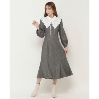 ウィルセレクション(WILLSELECTION)の新品★ウィルセレクション★付け襟マーメイドワンピース★ブラック★(ひざ丈ワンピース)