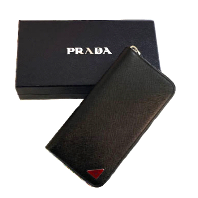 新品◆PRADA プラダ メンズ SAFFIANO TRIANG 長財布 黒