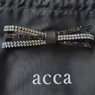 acca 新品　リボンバレッタ  しぼり　シルク　ブラック