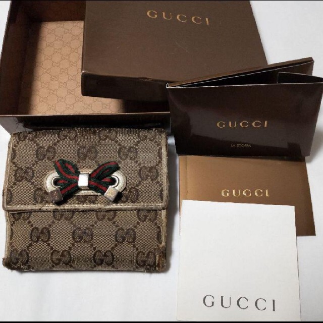 Gucci(グッチ)のGUCCI グッチ 財布 二つ折り レディース リボン エンタメ/ホビーの美術品/アンティーク(その他)の商品写真