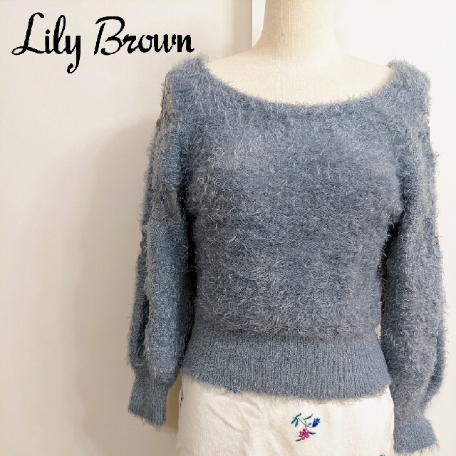 Lily Brown(リリーブラウン)の♡Lily Brown♡バラ柄シースルー シャギーニット レディースのトップス(ニット/セーター)の商品写真