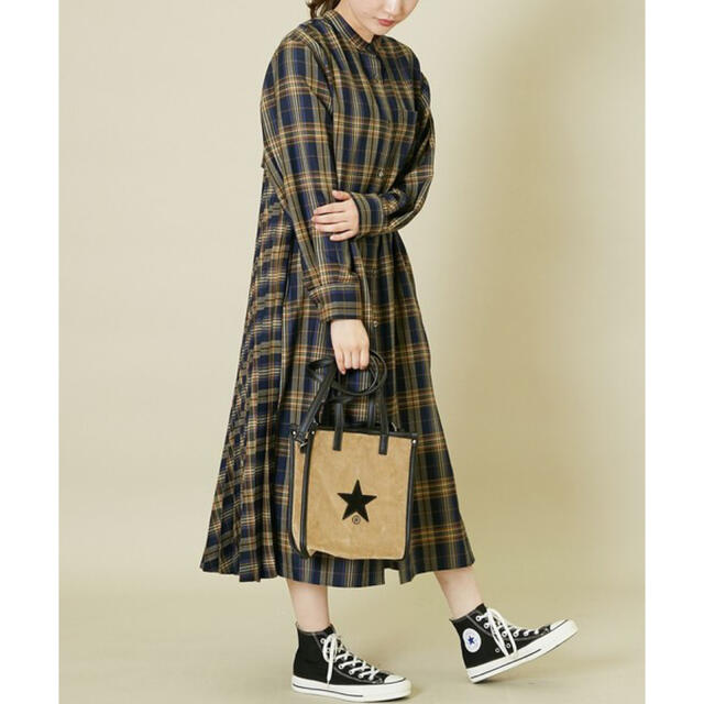 CONVERSE TOKYO バックプリーツチェックワンピース コンバース