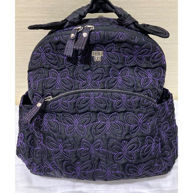 ANNA SUI(アナスイ)のアナスイ リュックサック 黒×パープル レディースのバッグ(リュック/バックパック)の商品写真